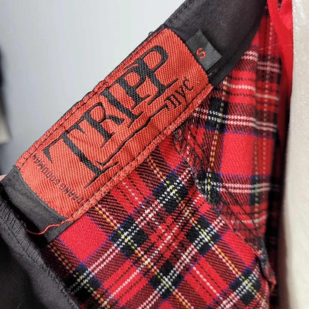 00's Plaid Halter Mini Dress with Grommet Detail by Tripp NYC