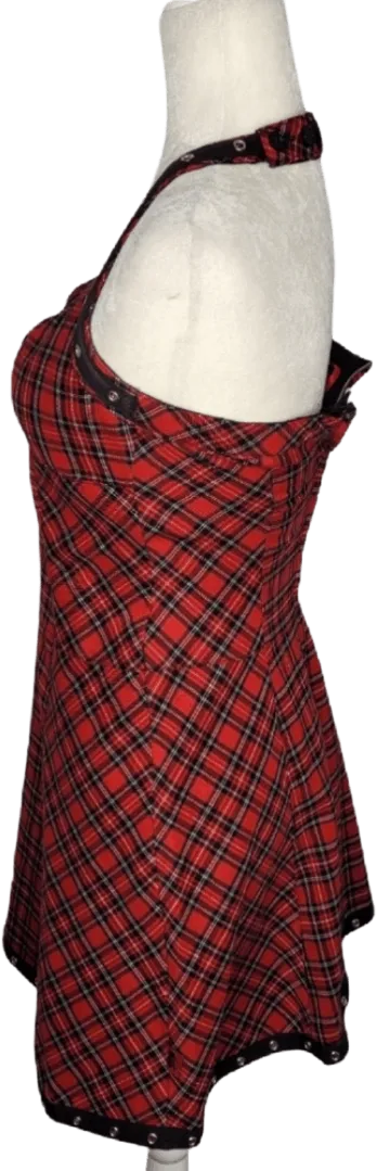 00's Plaid Halter Mini Dress with Grommet Detail by Tripp NYC