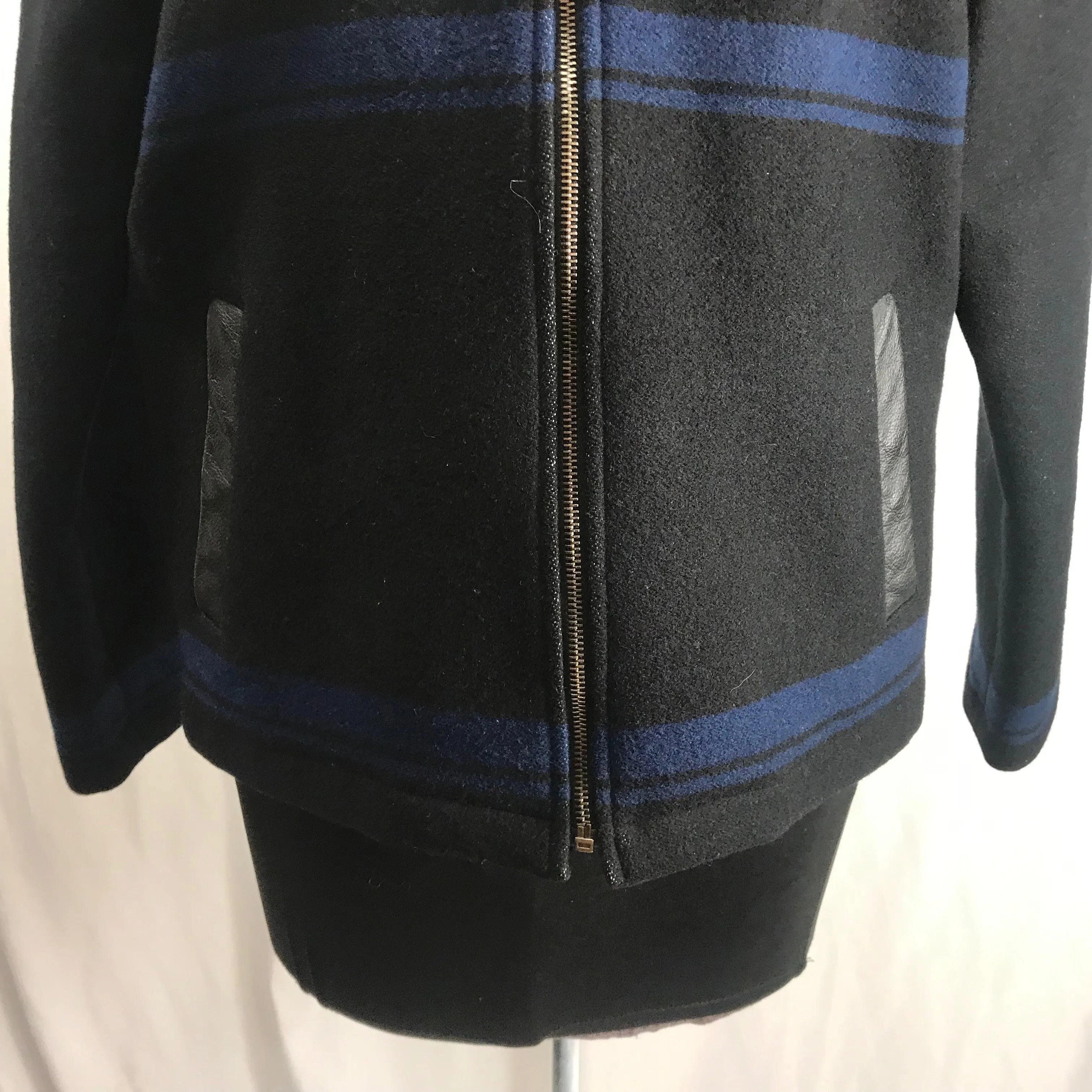 00's Southwest Wool and Leather Zip Front Jacket by Pendleton