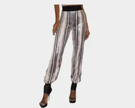 85 Silver Sequins Streak Weekender pull-on Pants - The Bond Street