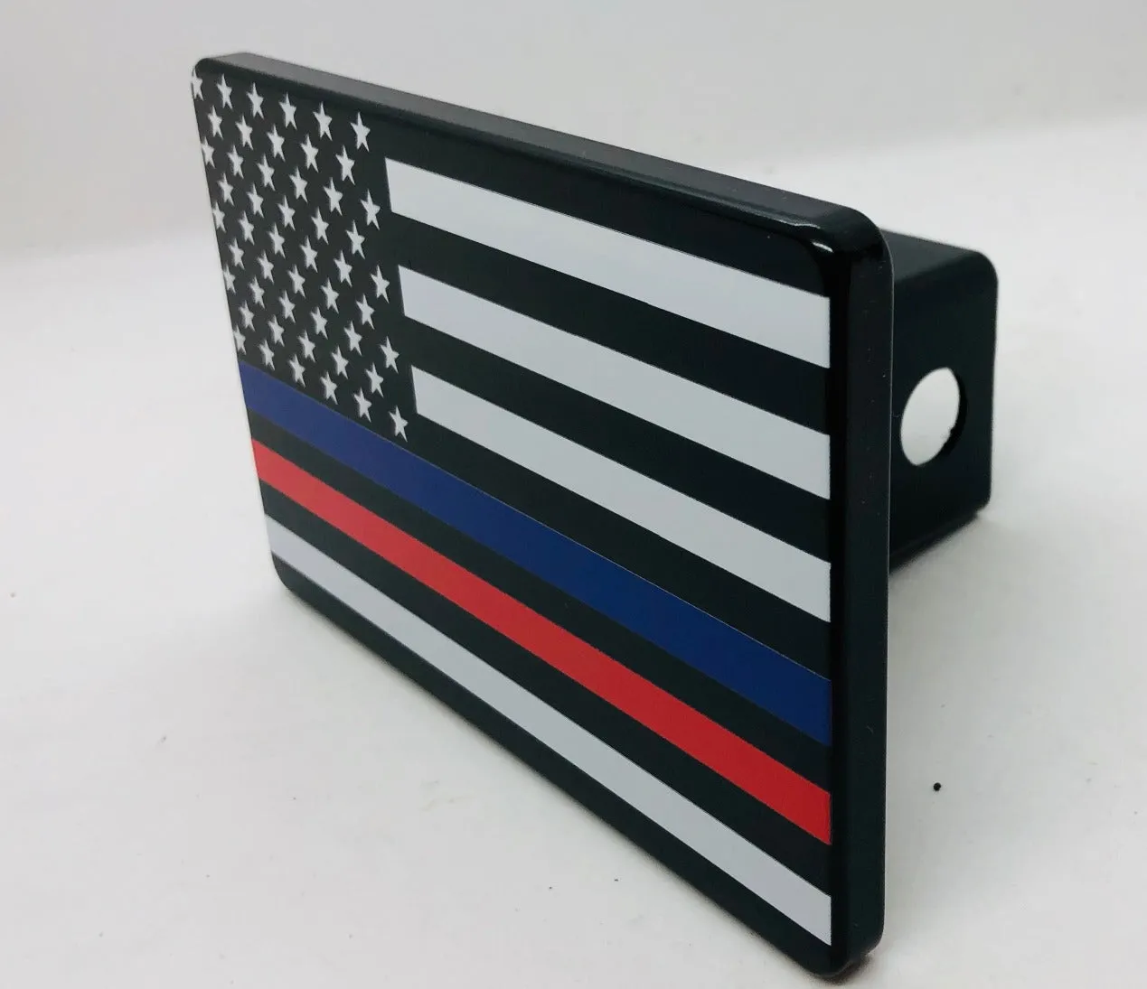 American Flag First Responder Blue and Red Line Hitch Cover