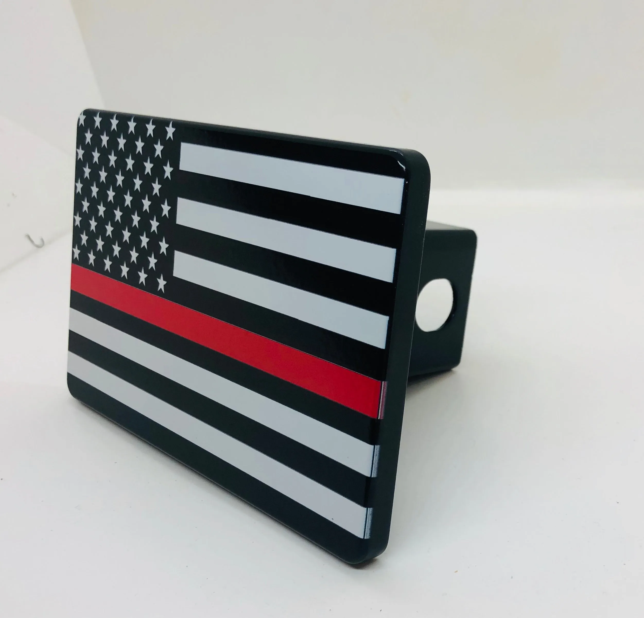 American Flag With Red Line Hitch Cover