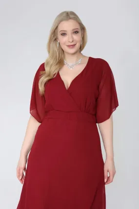 Angelino Plus Size Chiffon Six Pleated Double Breasted Collar Dress KL7713