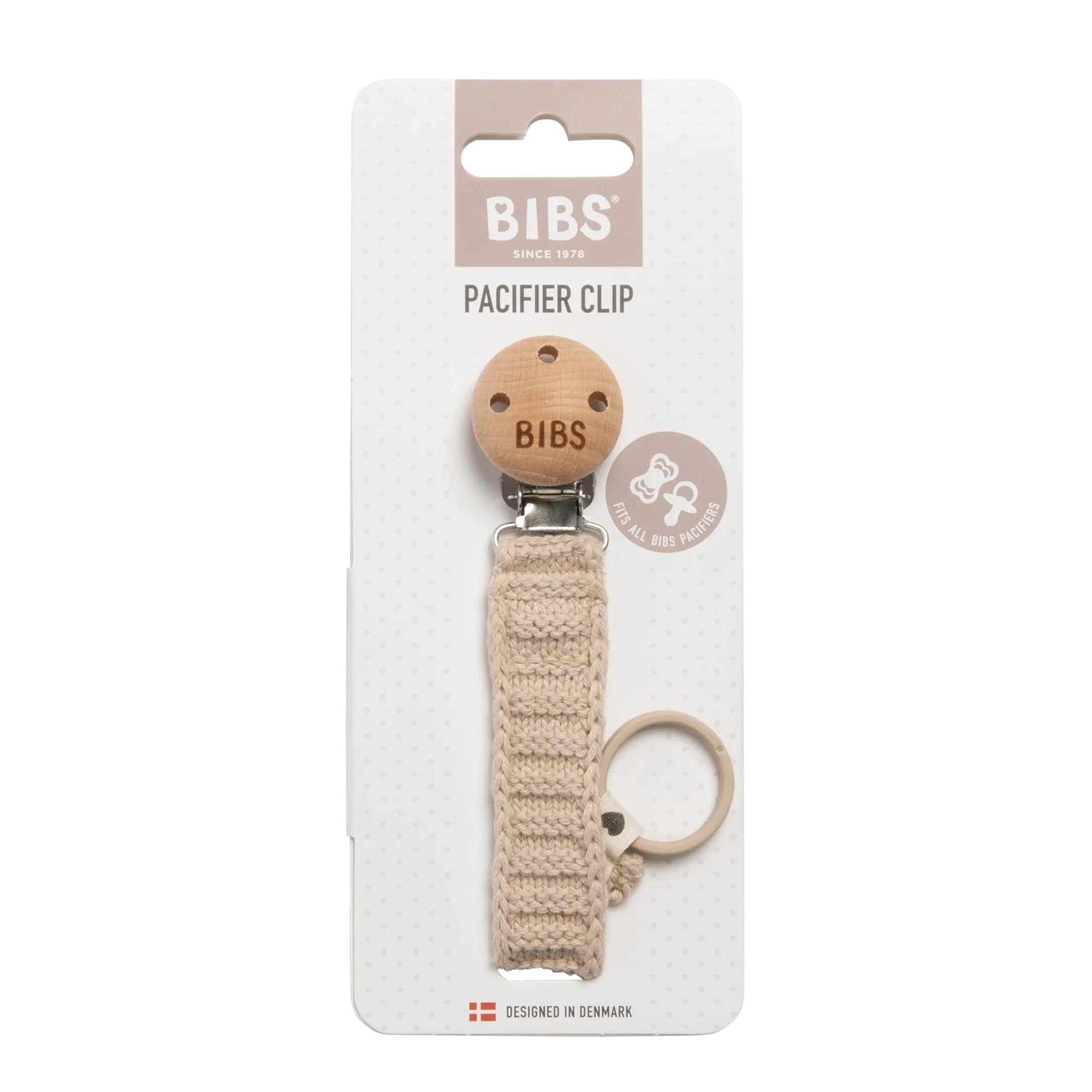 BIBS Knitted Pacifier Clip - Ivory