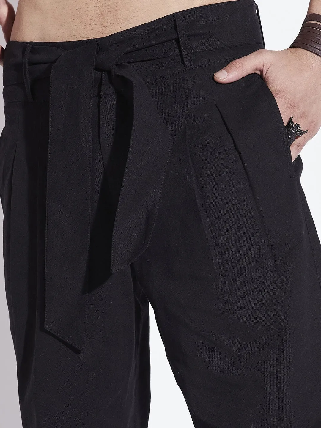 Black Twill Korean Baggy Pants