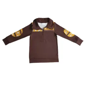 Boys Shirt - Western Farm - Quarter Zip - Cowboy Hats