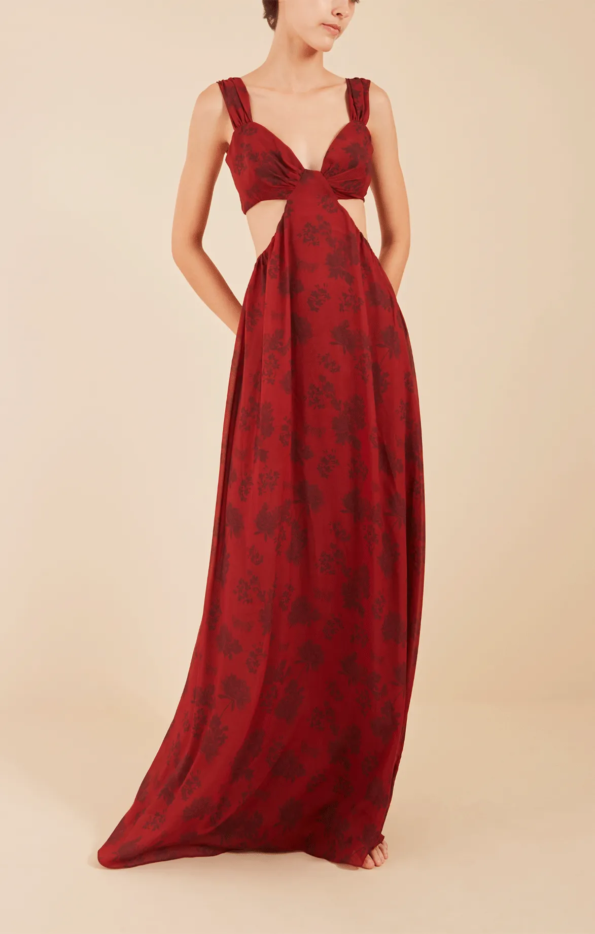 Burnt Red Cut Out Maxi Dress