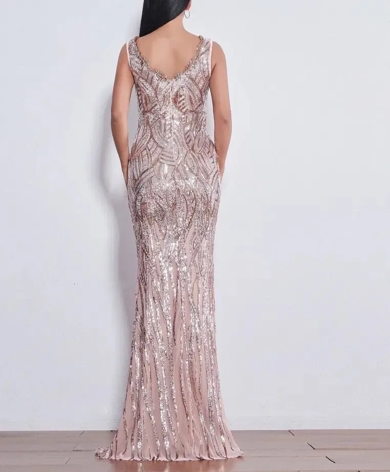 Caily Sleeveless Sequins Evening dress