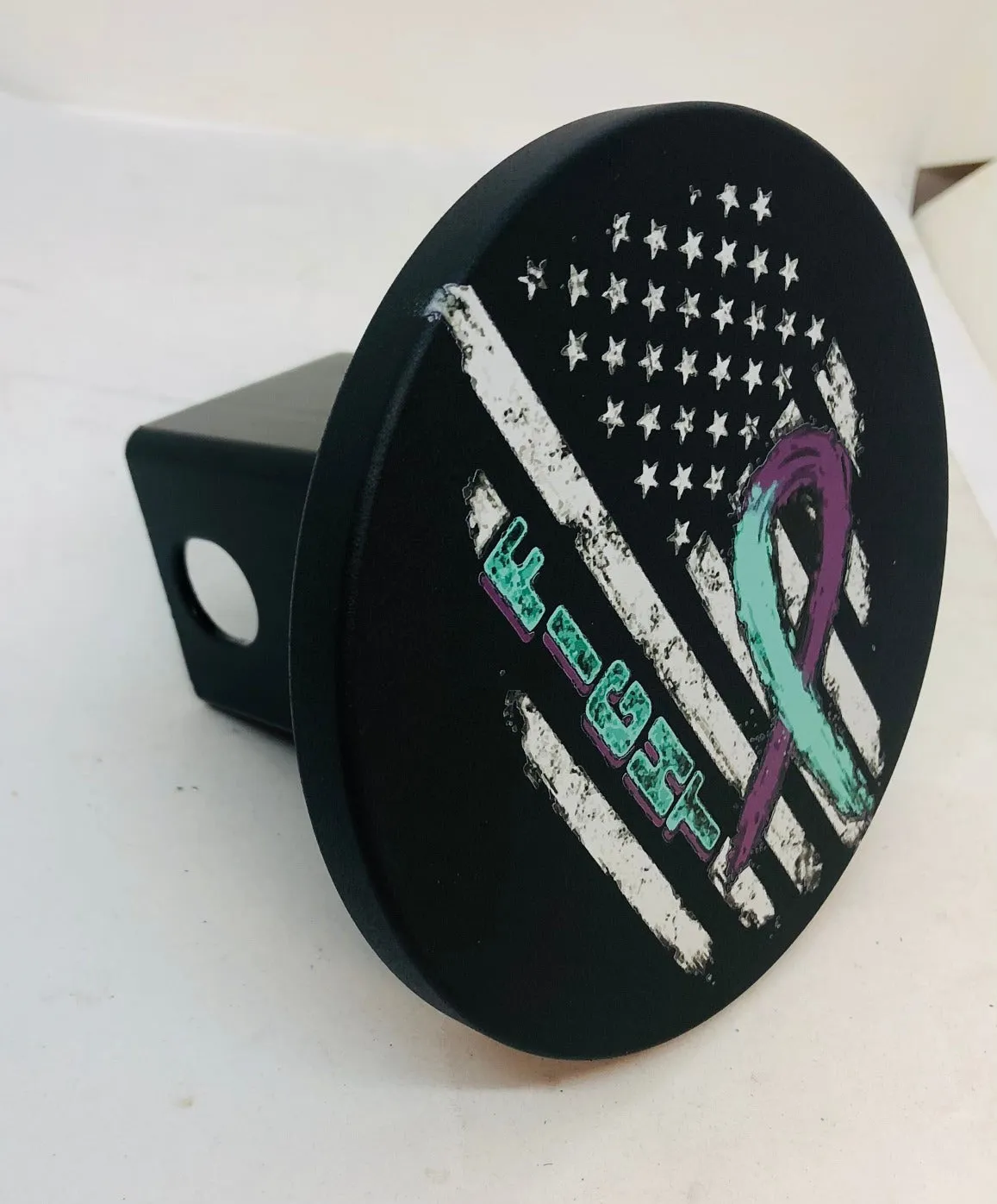 Cancer Awareness Ovarian with Flag Hitch Cover