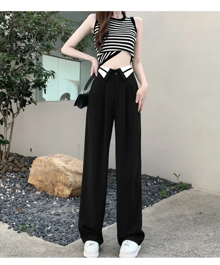 Collar Belt Korean Baggy Pant