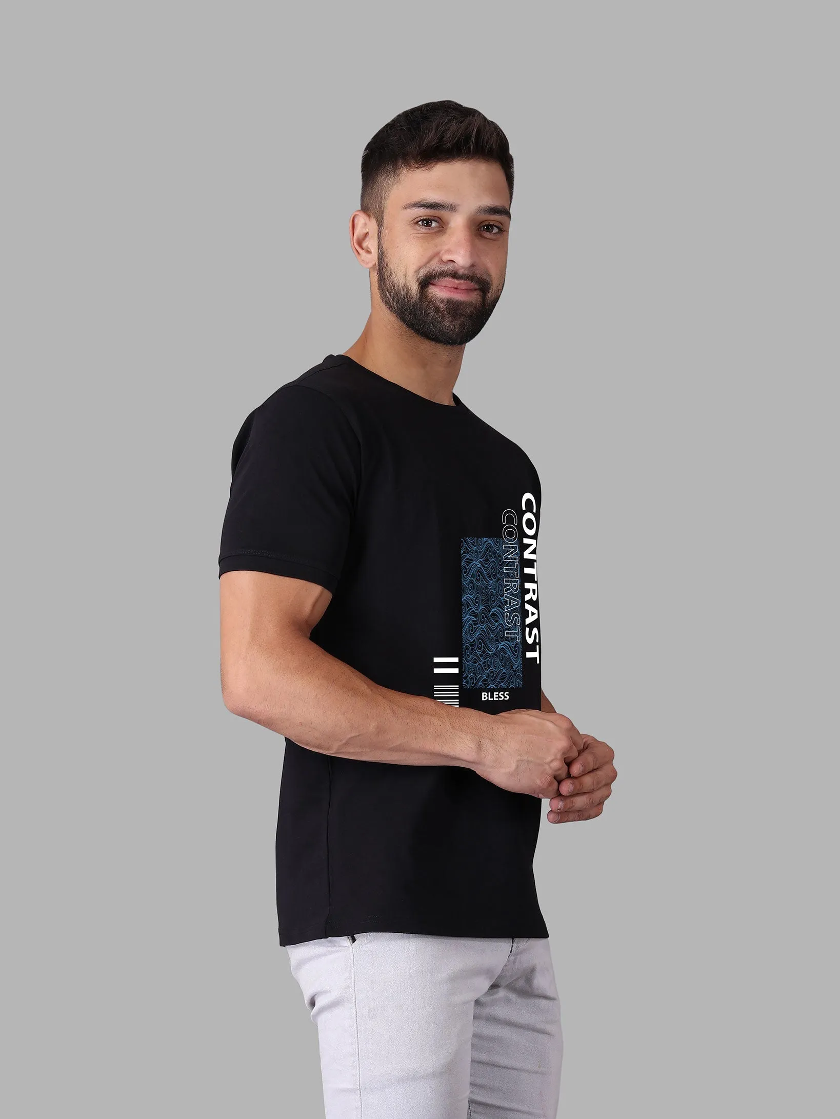 Contrast Crew Neck T Shirt