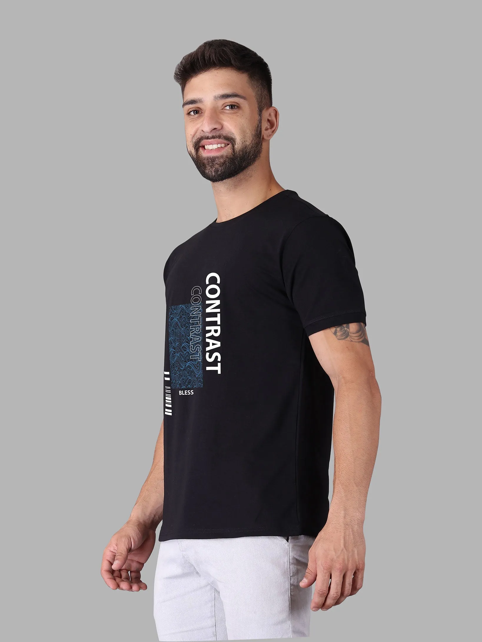 Contrast Crew Neck T Shirt