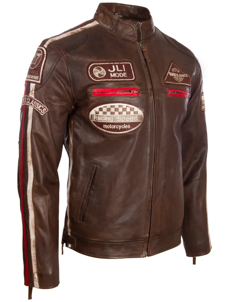 CXUS Men's Racing Biker Jacket - Nevada Brown