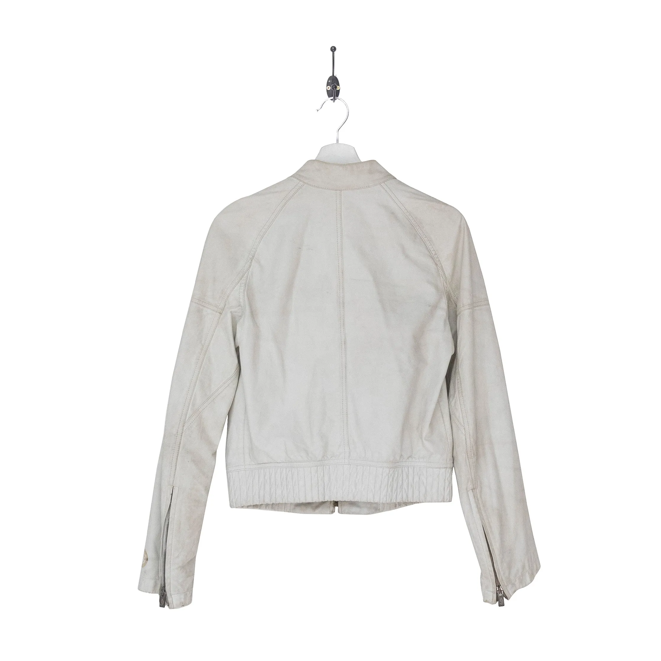 Diesel White Leather Racer Jacket