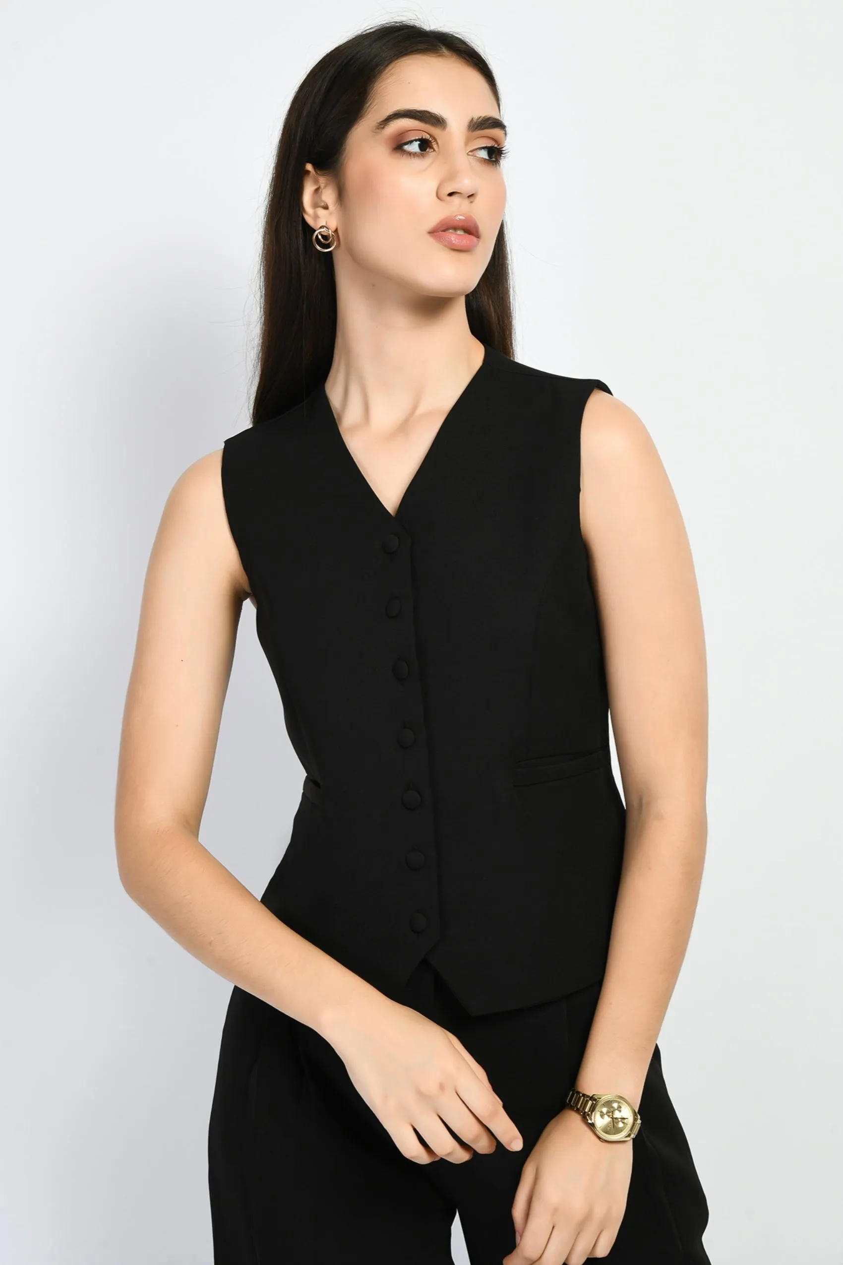 Exude Mysticism Waist-coat Top (Black)