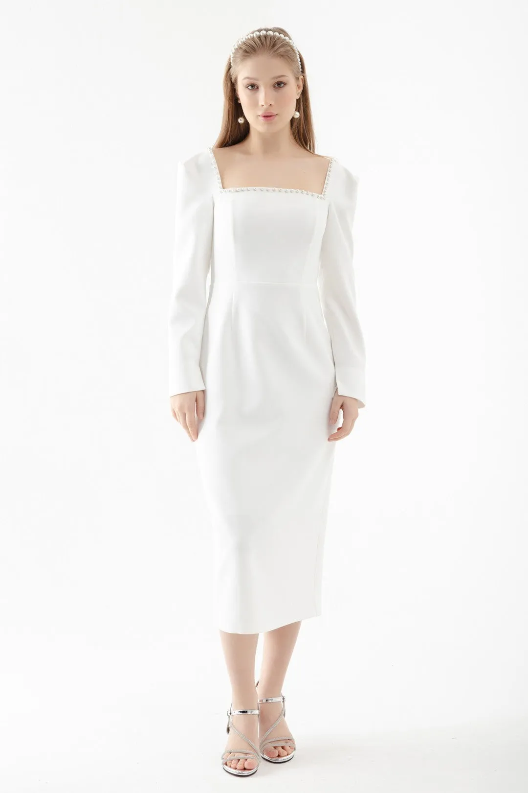 Female Square Collar Gospel Midi Evening Dress