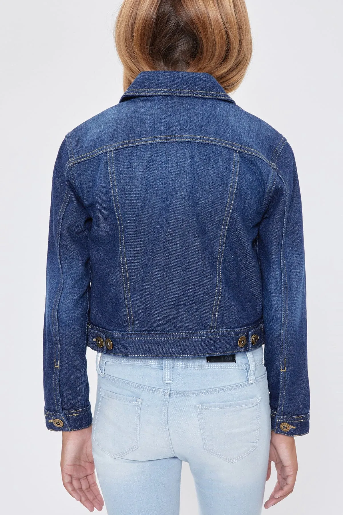 Girls Drop Shoulder Oversized Denim Jacket With Pockets