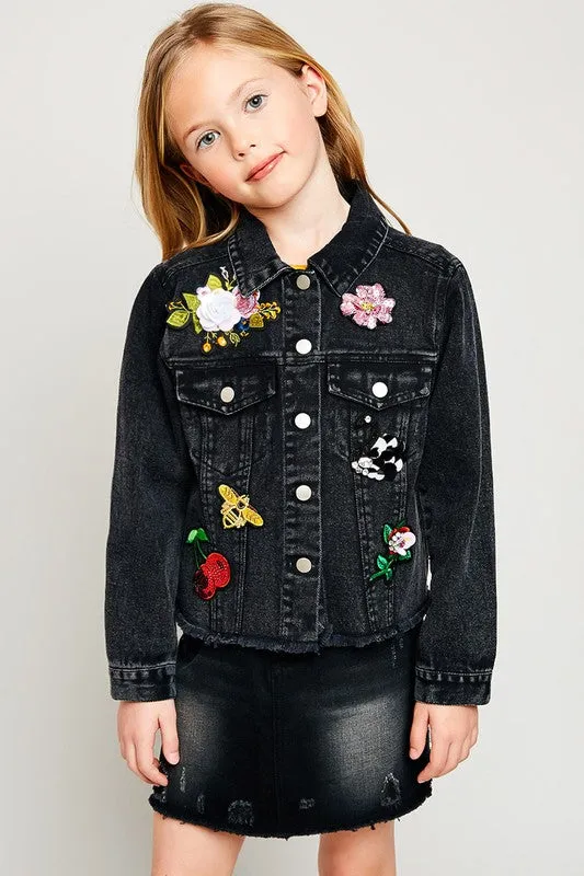 Girls Embellished Denim Jacket