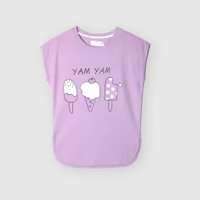 Girls Soft Cotton "Yam Yam" Printed T-Shirt