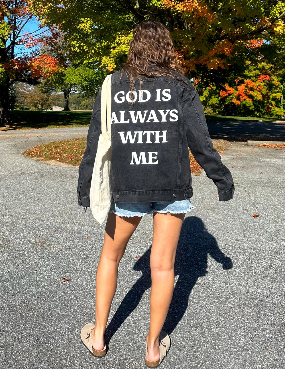 God is Always With Me Denim Jacket