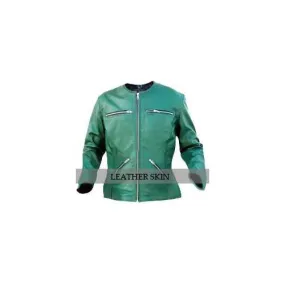 Green Women Leather Jacket