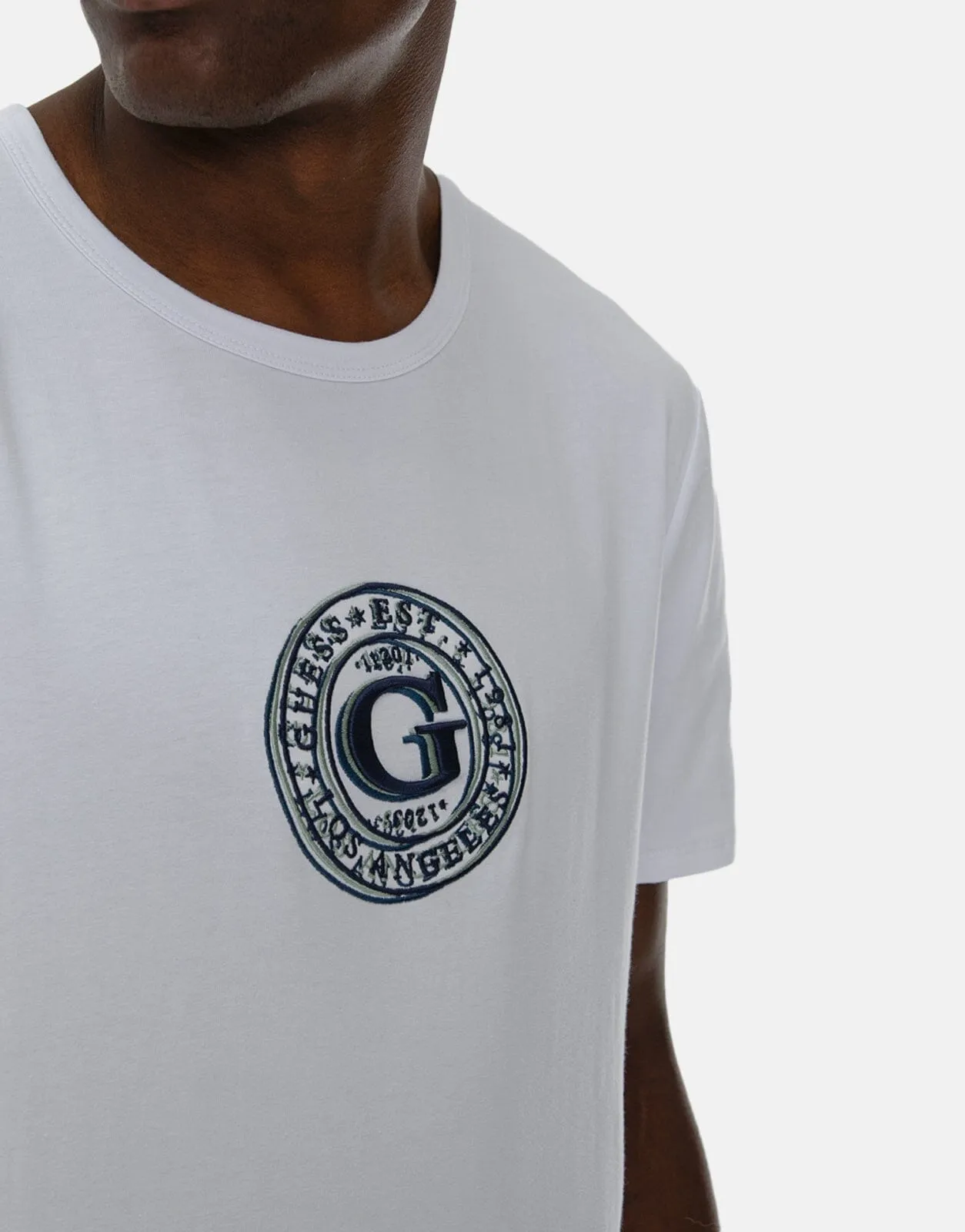 Guess Round Logo T-Shirt White