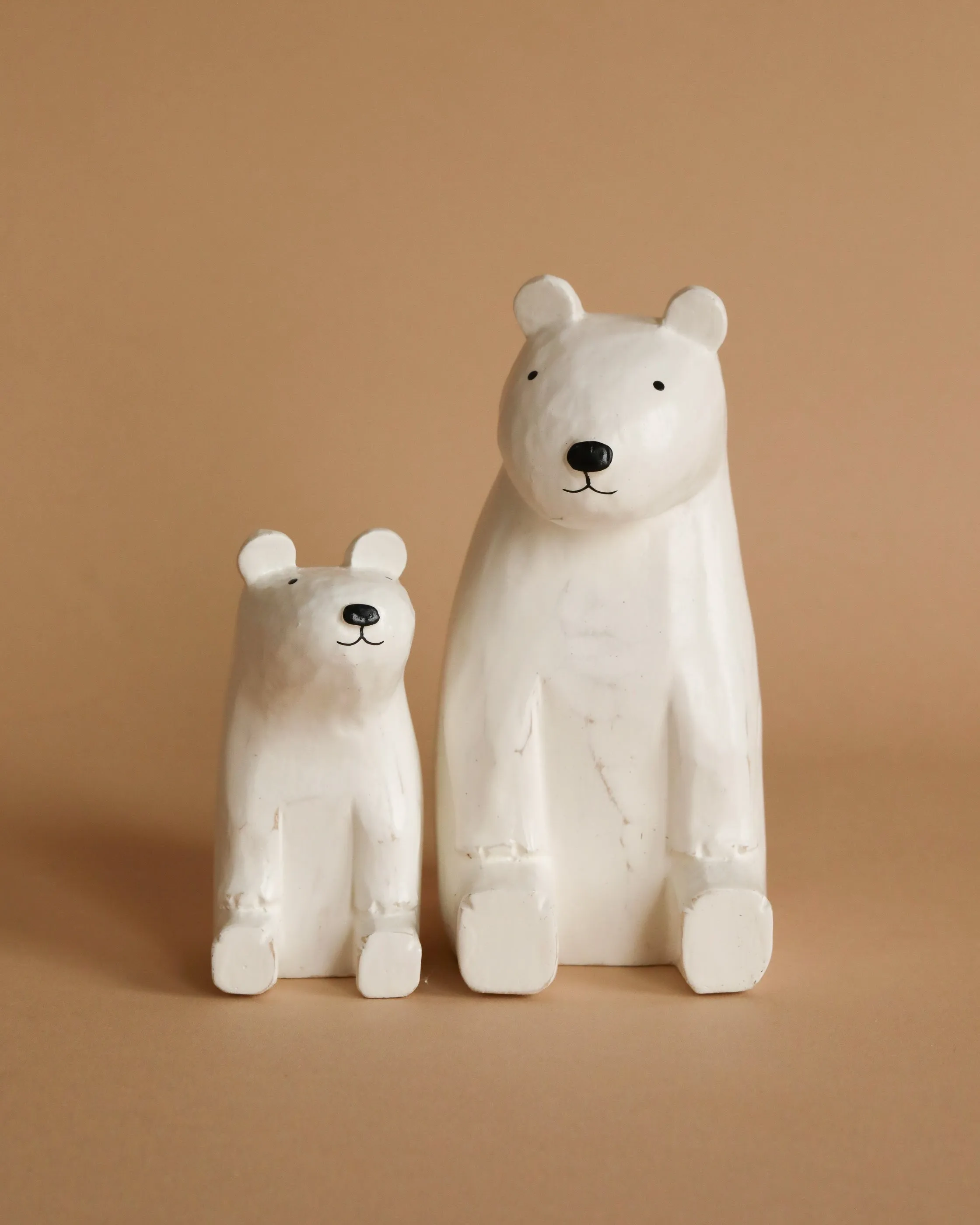 Handmade Tiny Wooden Polar Bears