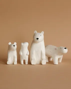 Handmade Tiny Wooden Polar Bears