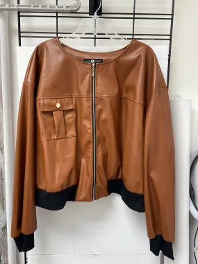 Jacket Leather By Ashley Stewart In Brown, Size: Xl