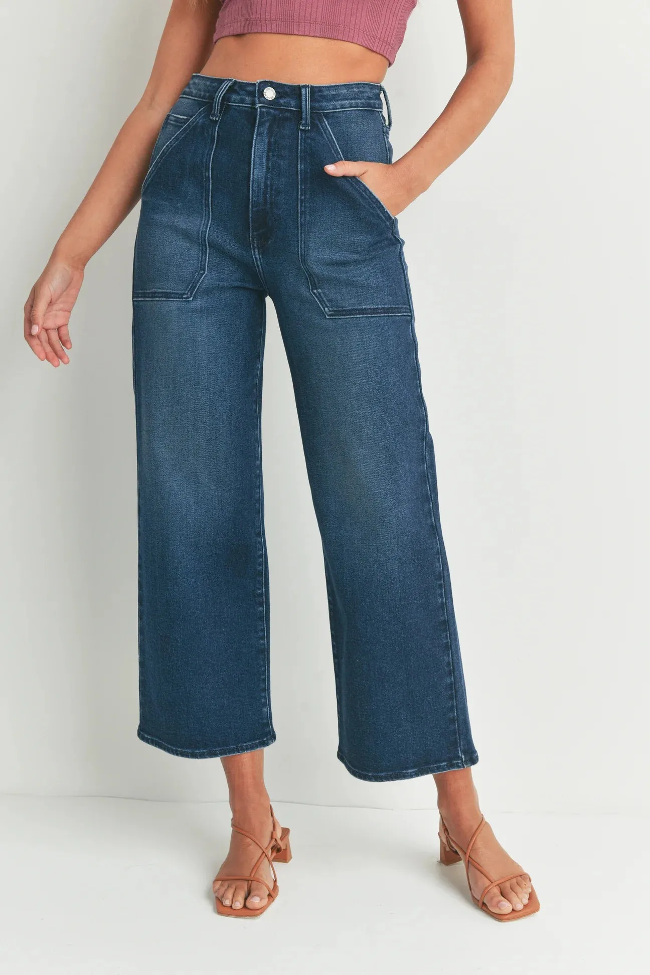 Just Black Patch Pocket Wide Leg Jeans