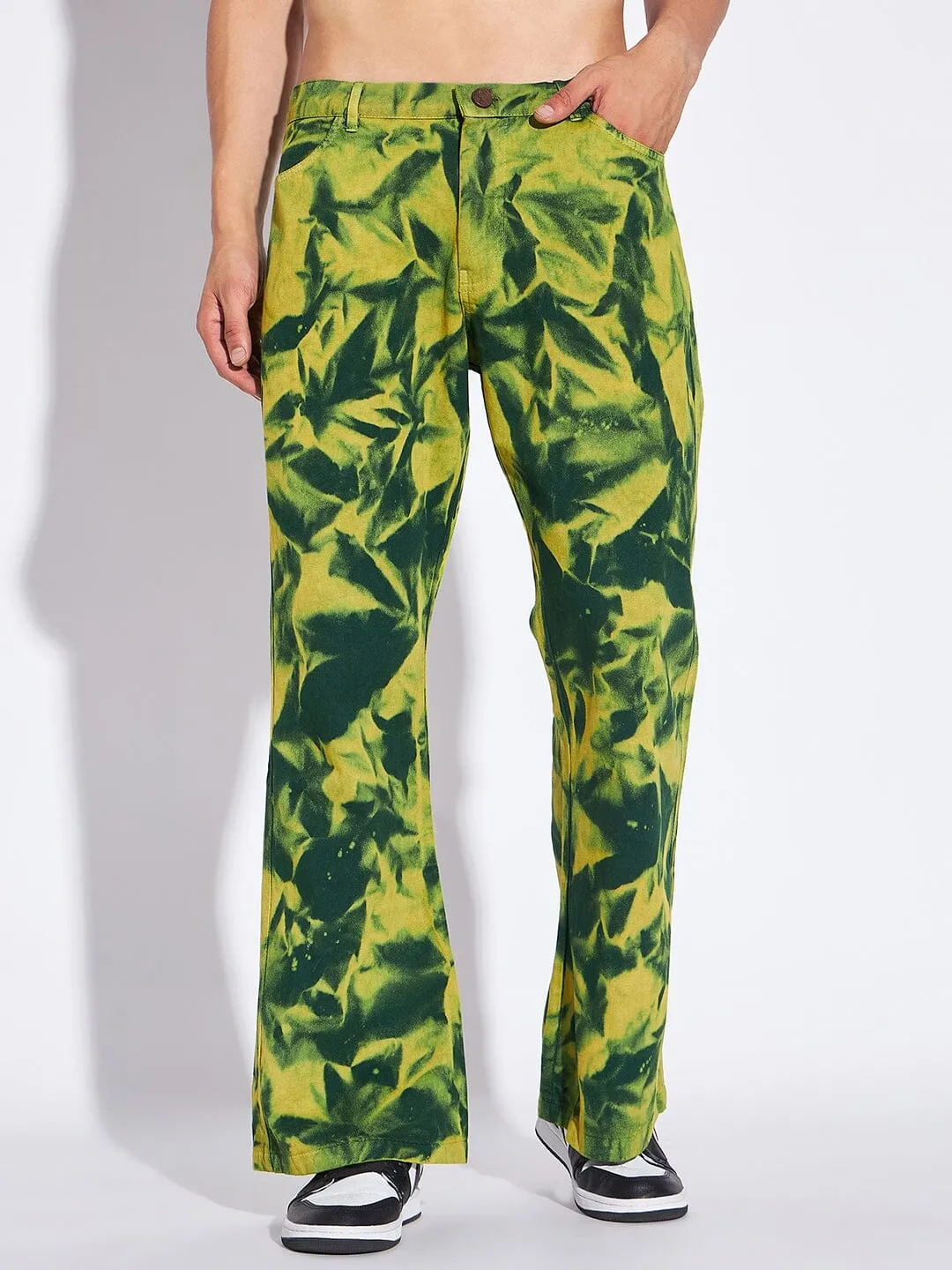 Lemon Tie Dye Flared Trousers