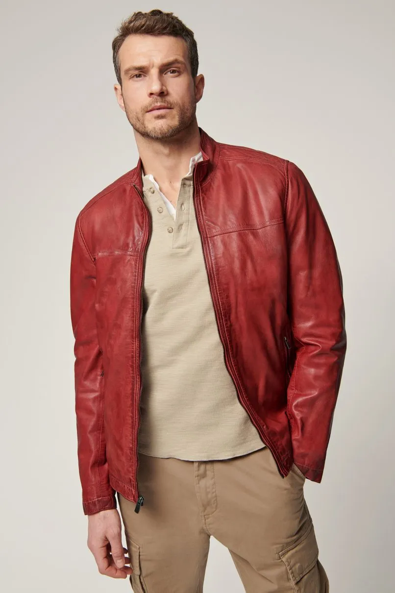 Lucio Leather Jacket- Red