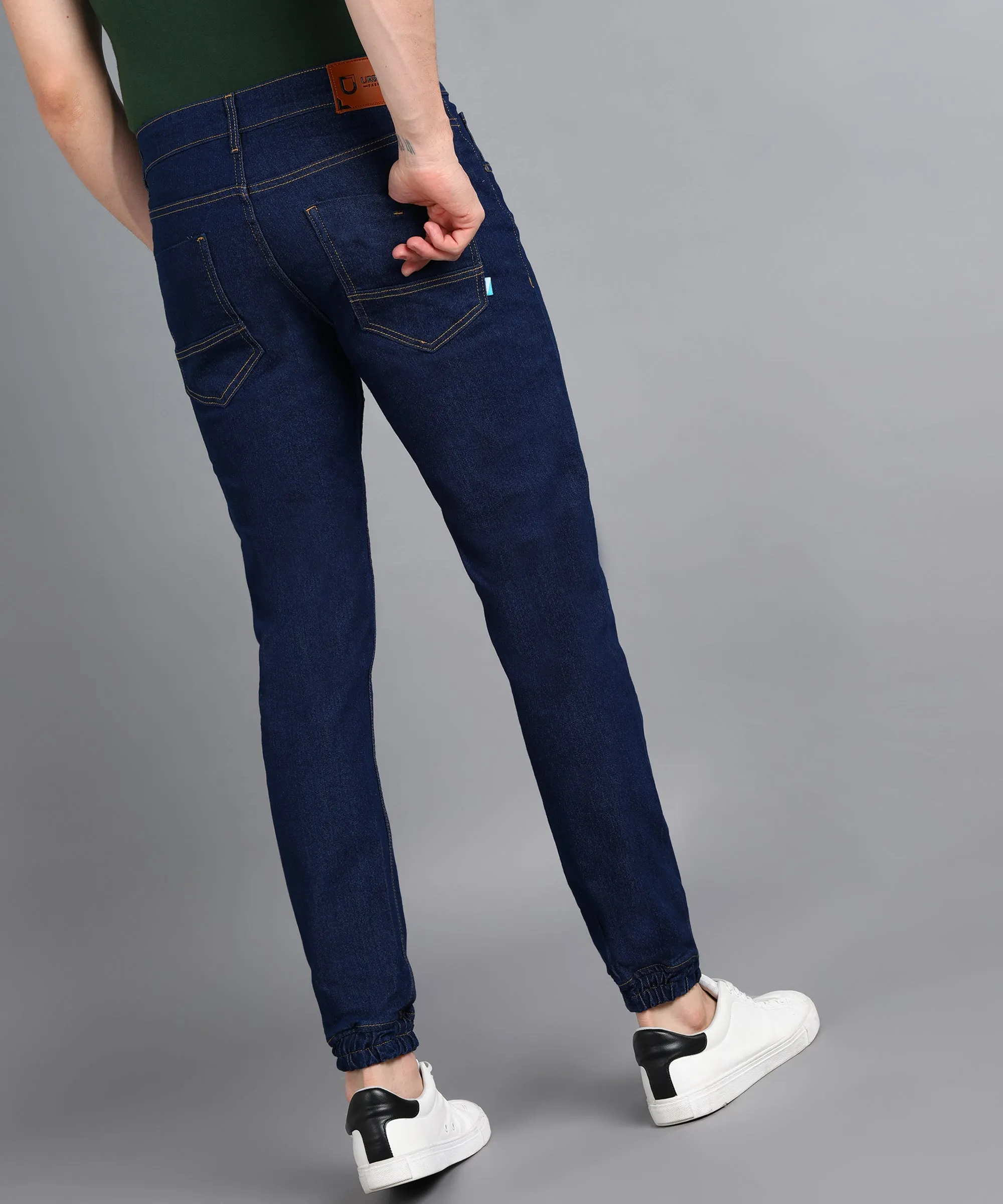 Men's Navy Slim Fit Washed Jogger Jeans Stretchable