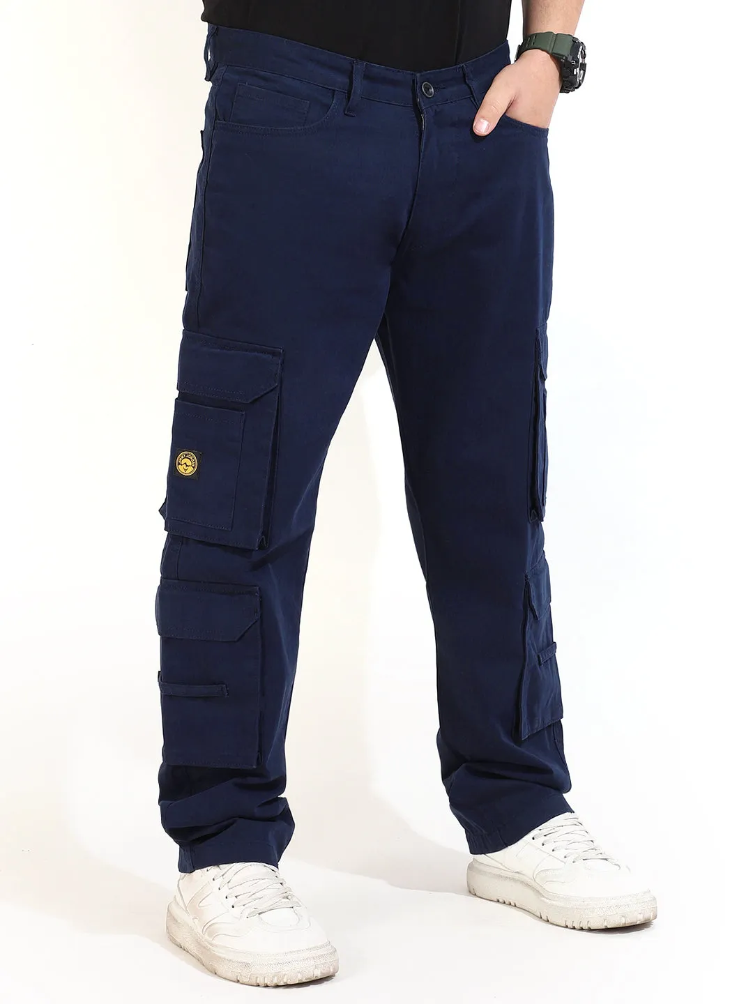 Navy Cotton Drill 8 pocket Baggy Fit Cargo