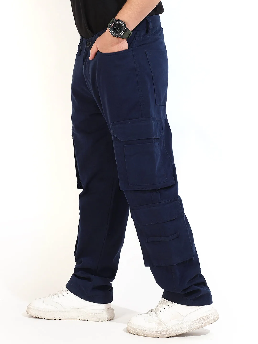 Navy Cotton Drill 8 pocket Baggy Fit Cargo