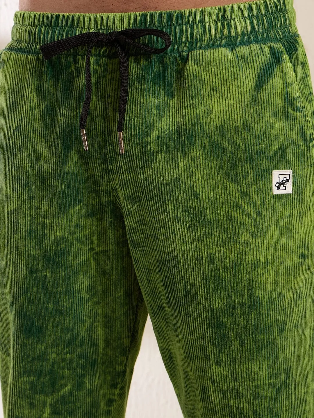 Corduroy Neon-Dyed Bootcut Track Pants with Washed Finish