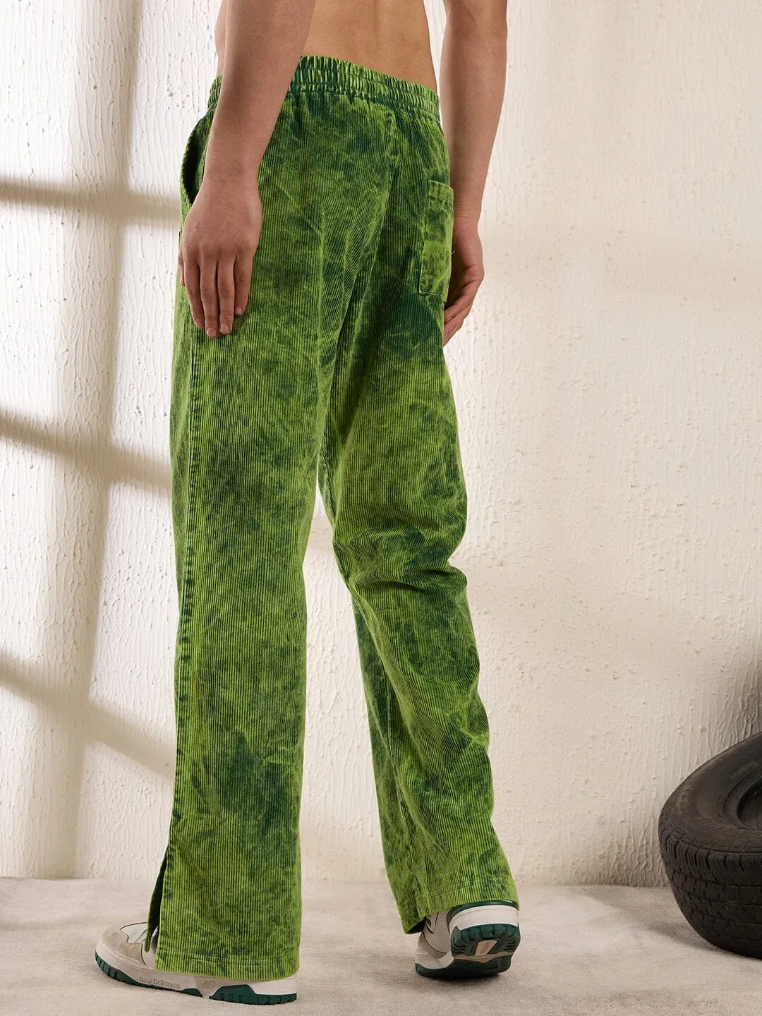 Corduroy Neon-Dyed Bootcut Track Pants with Washed Finish