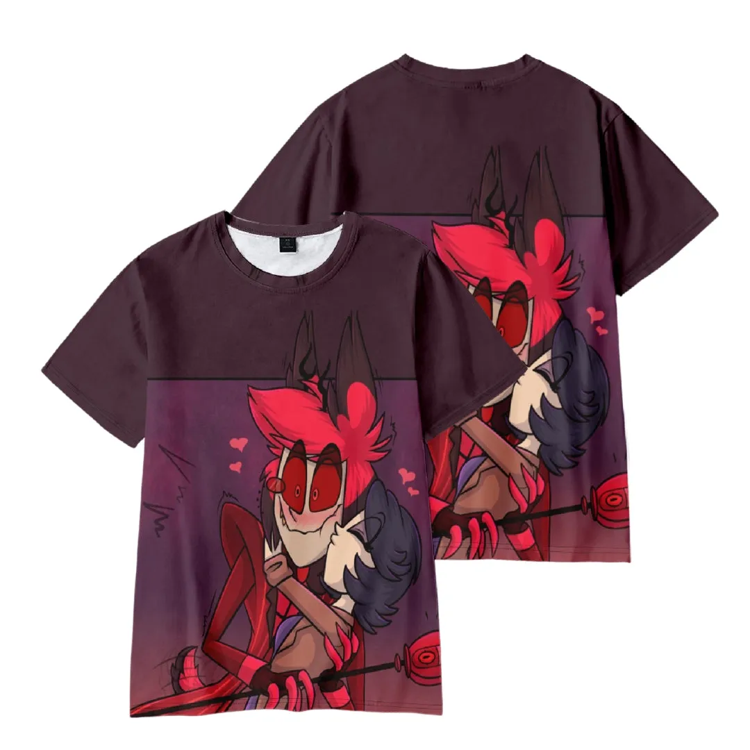 【New Arrival】Xcoser Hazbin Hotel Angel Dust Art T-Shirt Cosplay Unisex Parent-child Clothing