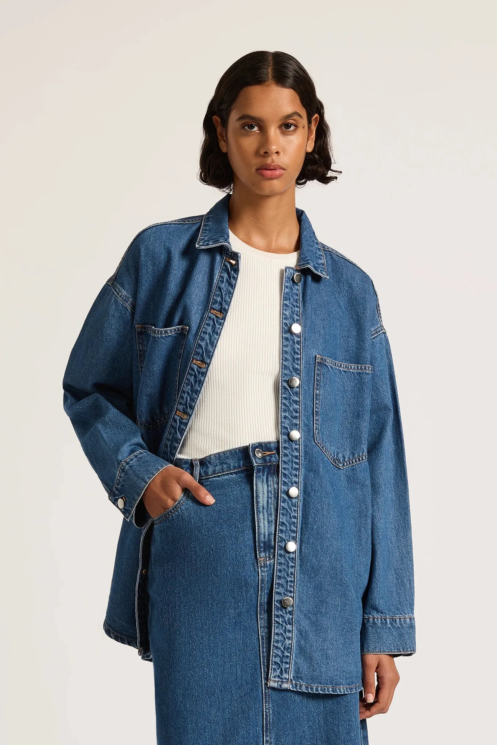 NUDE LUCY Organic Denim Overshirt VINTAGE BLUE