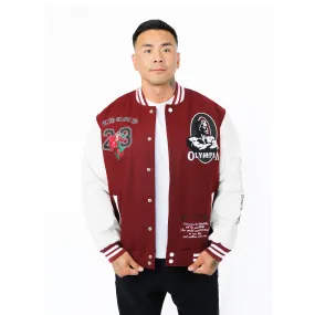 Olympia Varsity Jacket with Red Velvet Rose Design