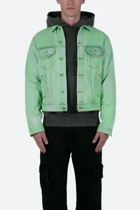 Painted Denim Trucker Jacket - Green