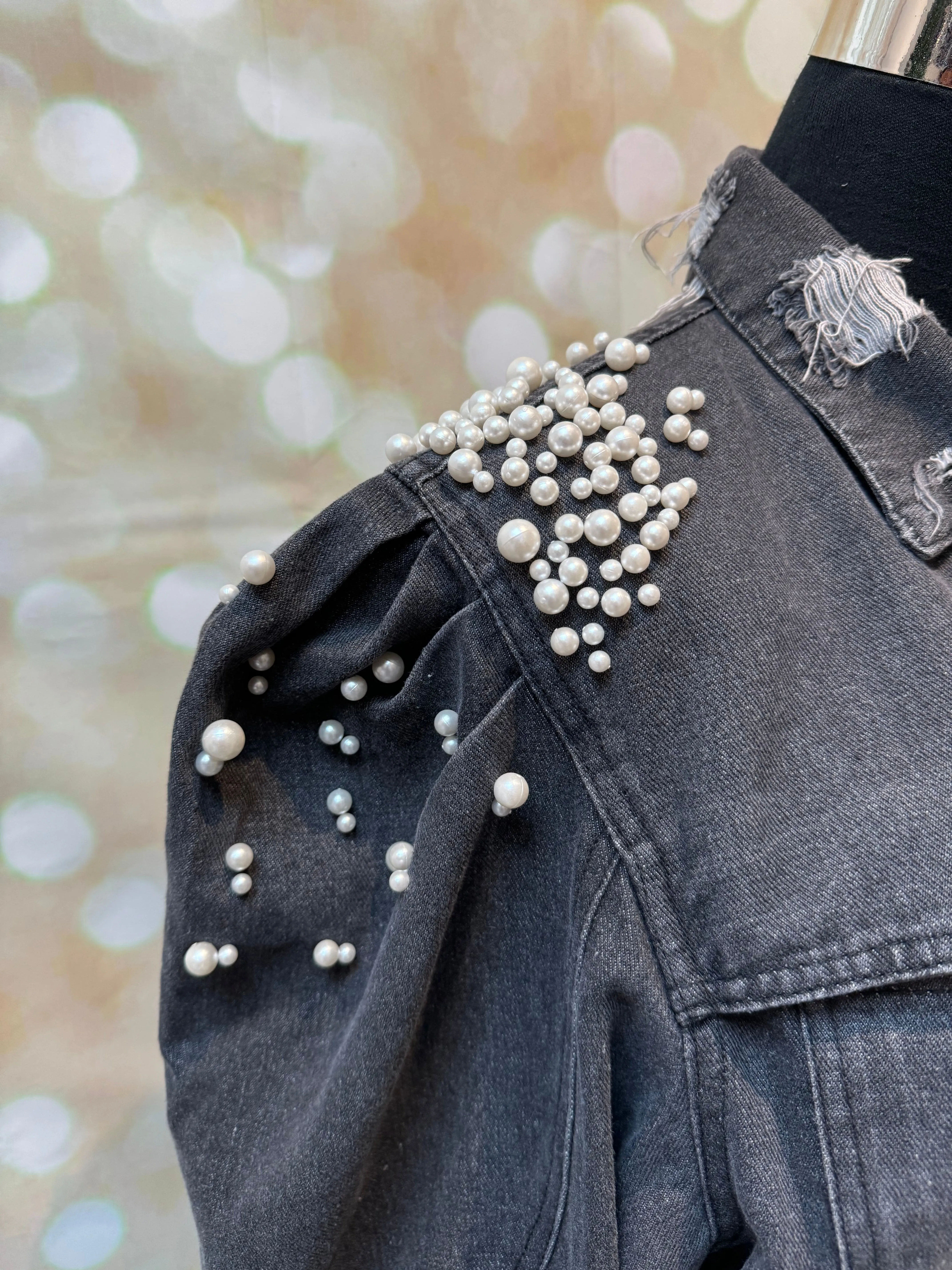 Pearl Embellished Denim Jacket