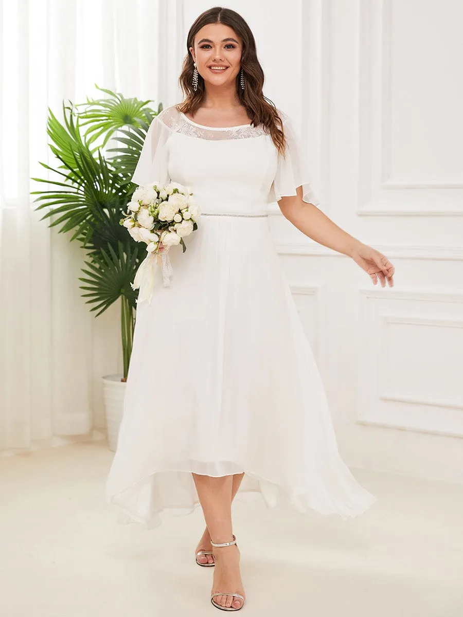 Plus Size Boat Neck Formal Dress with Sleeves