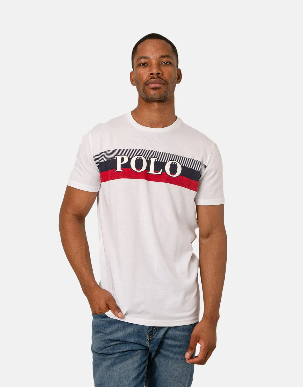 Polo Stripe Print T-Shirt White