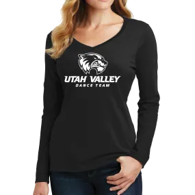 Port & Company Ladies Long Sleeve Fan Favorite V-Neck Tee - UVU Dance Team Wolverine