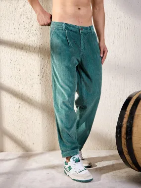 Slouchy Sea Blue Korean Corduroy Pants