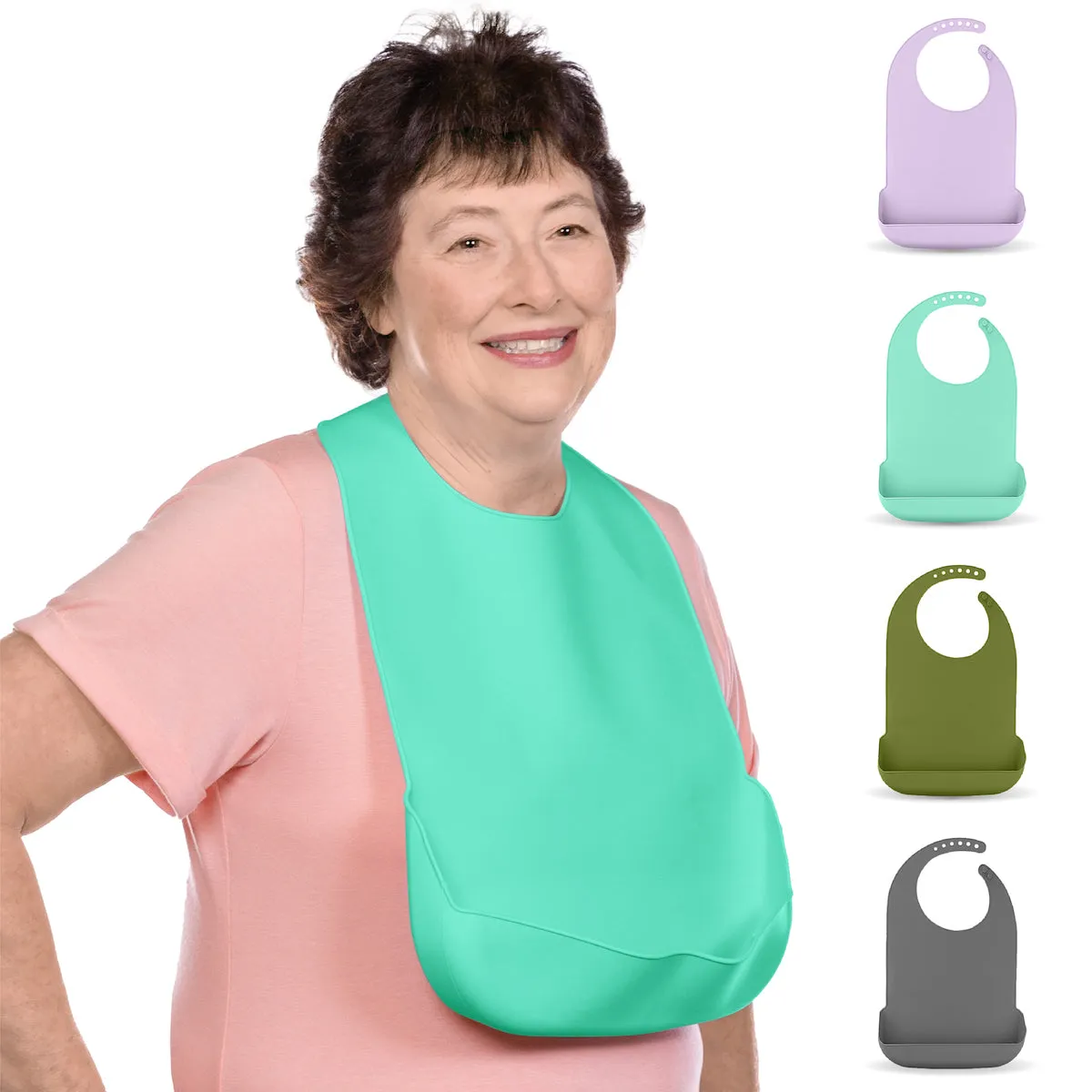 Silicone Adult Bib - Washable Clothing Protector & Food Catcher for Elderly, Disabled, Special Needs