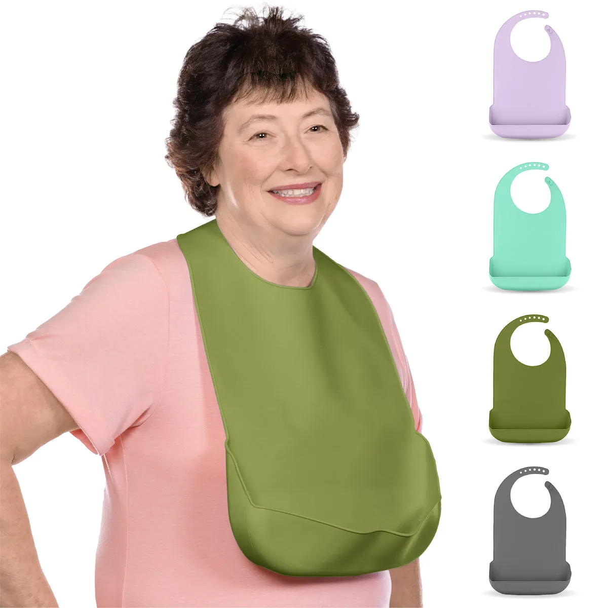 Silicone Adult Bib - Washable Clothing Protector & Food Catcher for Elderly, Disabled, Special Needs