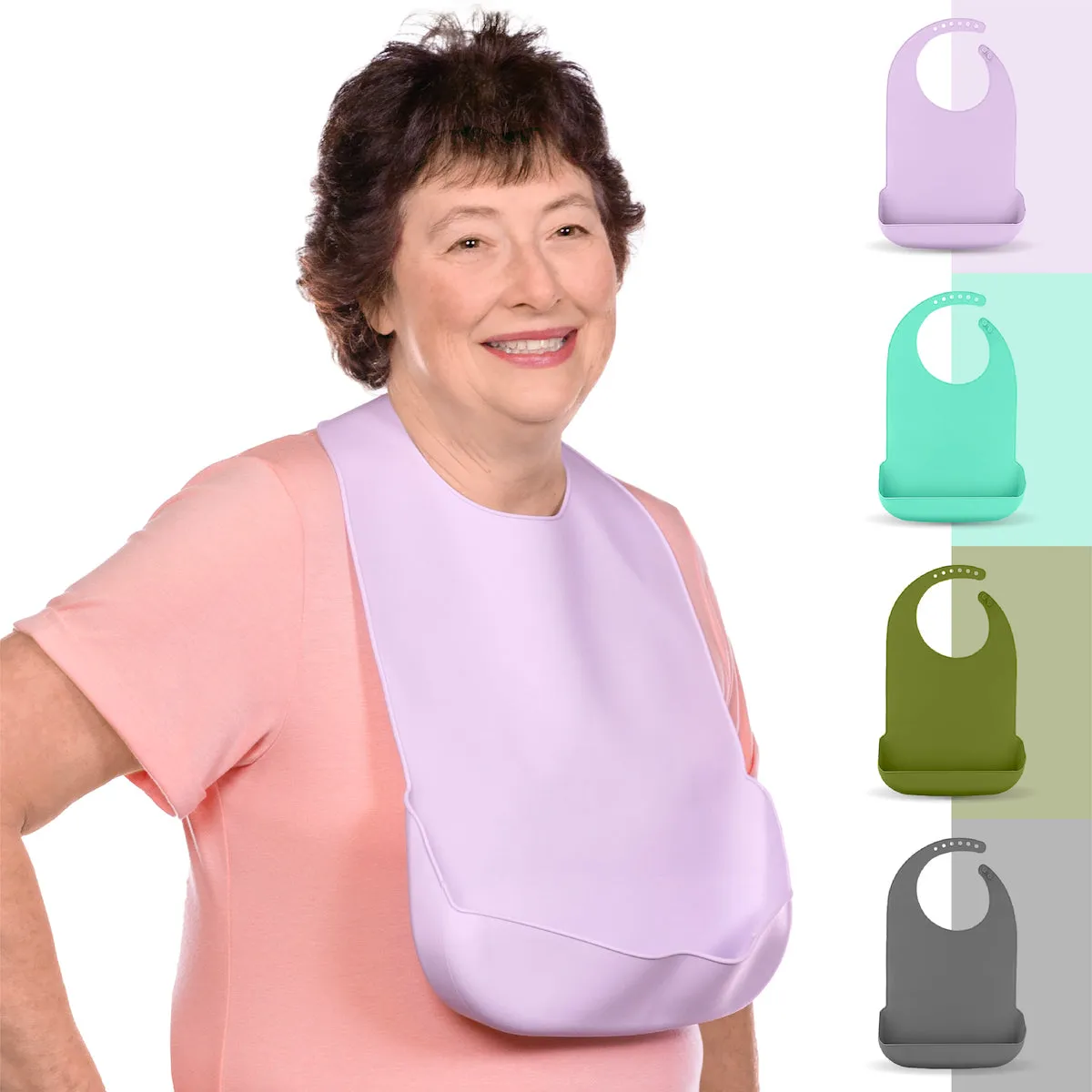 Silicone Adult Bib - Washable Clothing Protector & Food Catcher for Elderly, Disabled, Special Needs