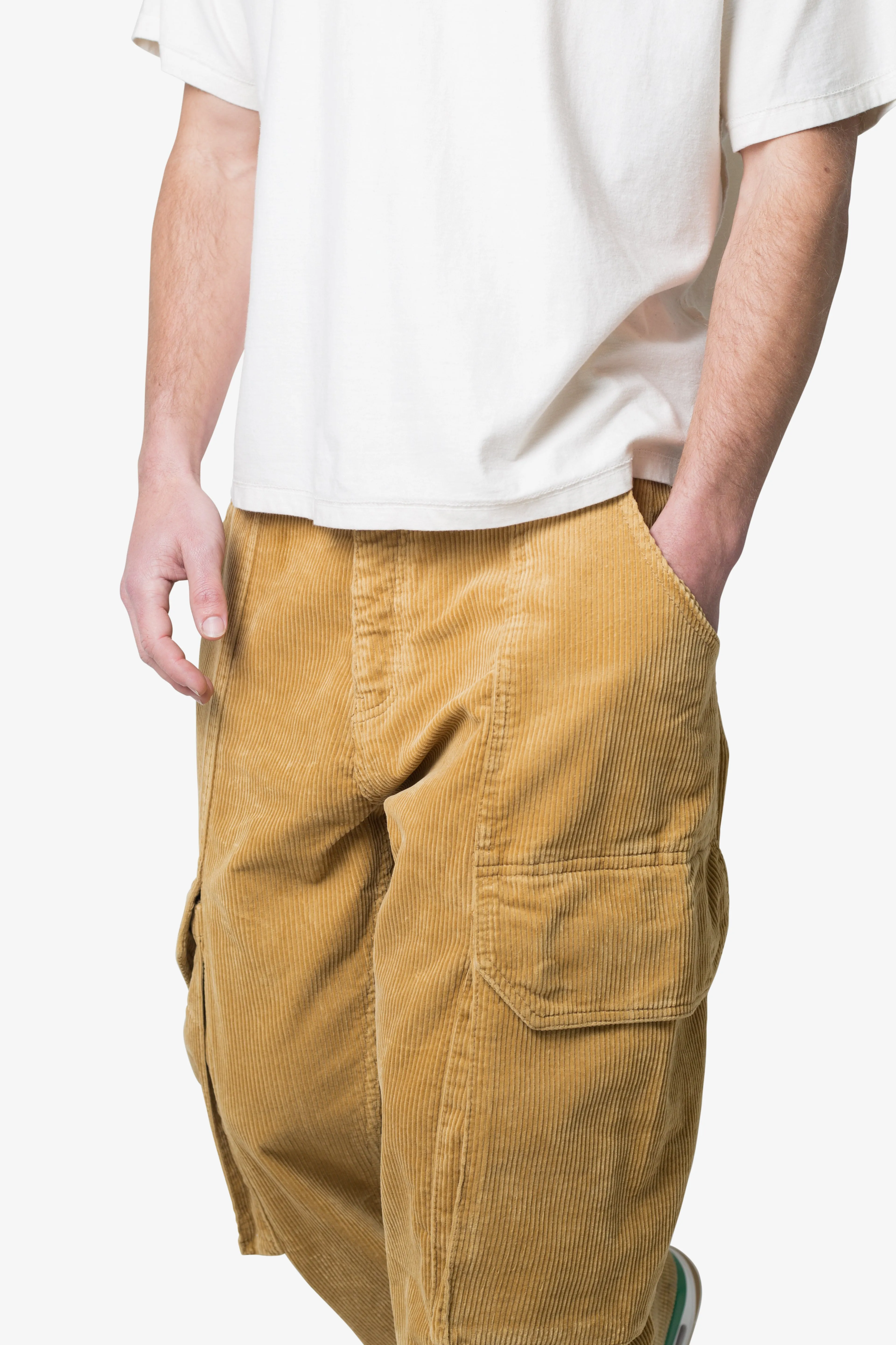 Ultra Baggy Corduroy Cargo Pants - Khaki